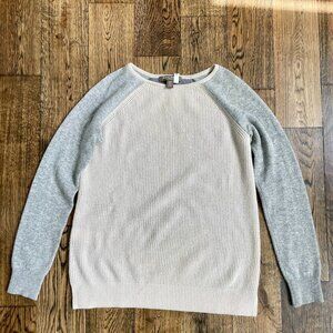 Tommy Bahama Cashmere Colorblock Raglan Sweater Size Small Gray White Waffle Kni